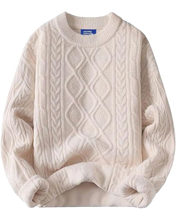 Aelfric Eden Oversized Sweater 90s Vintage Cable Knit Long Sleeve Women Heavy Crewneck Pullover | Amazon (US)