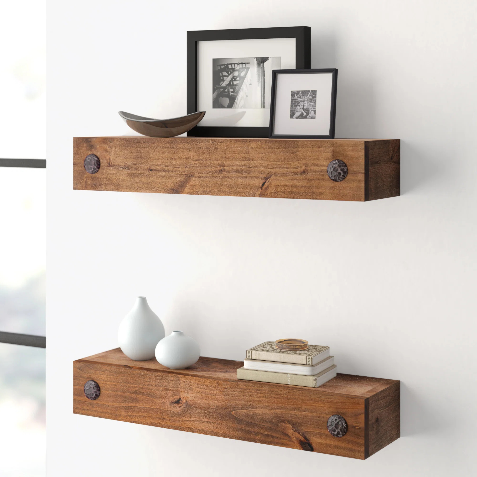 Aybar 2 Piece Alder Solid Wood Floating Shelf (Set of 2) | Wayfair North America