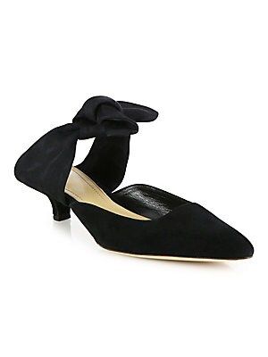 The Row Women's Coco Suede & Grosgrain Ankle-Tie Mules - Black - Size 35 (5) | Saks Fifth Avenue