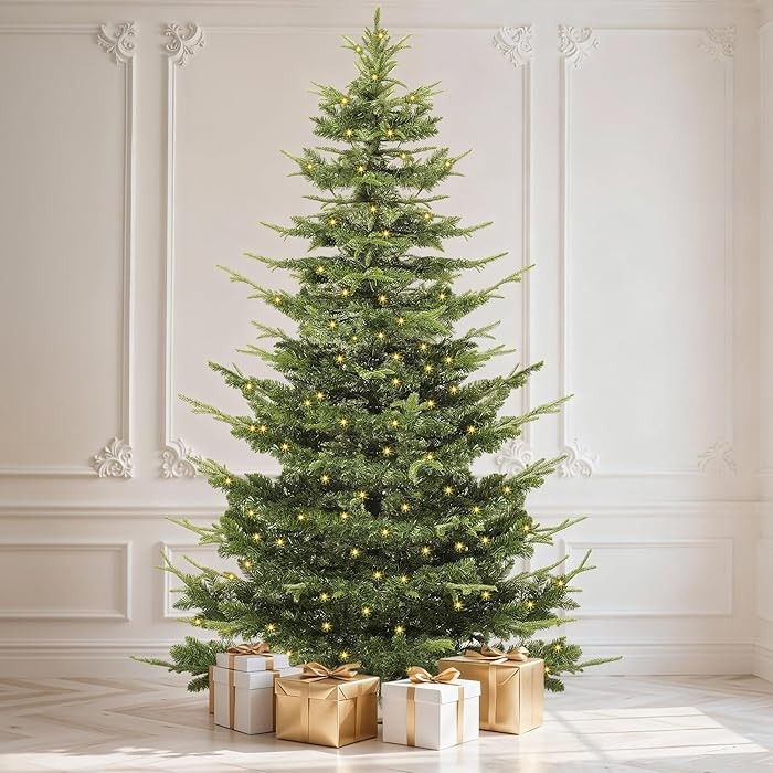 DWVO 6.5ft Aspen Fir Christmas Tree, Layered Artificial Christmas Tree with Crystal Embellishment... | Amazon (US)