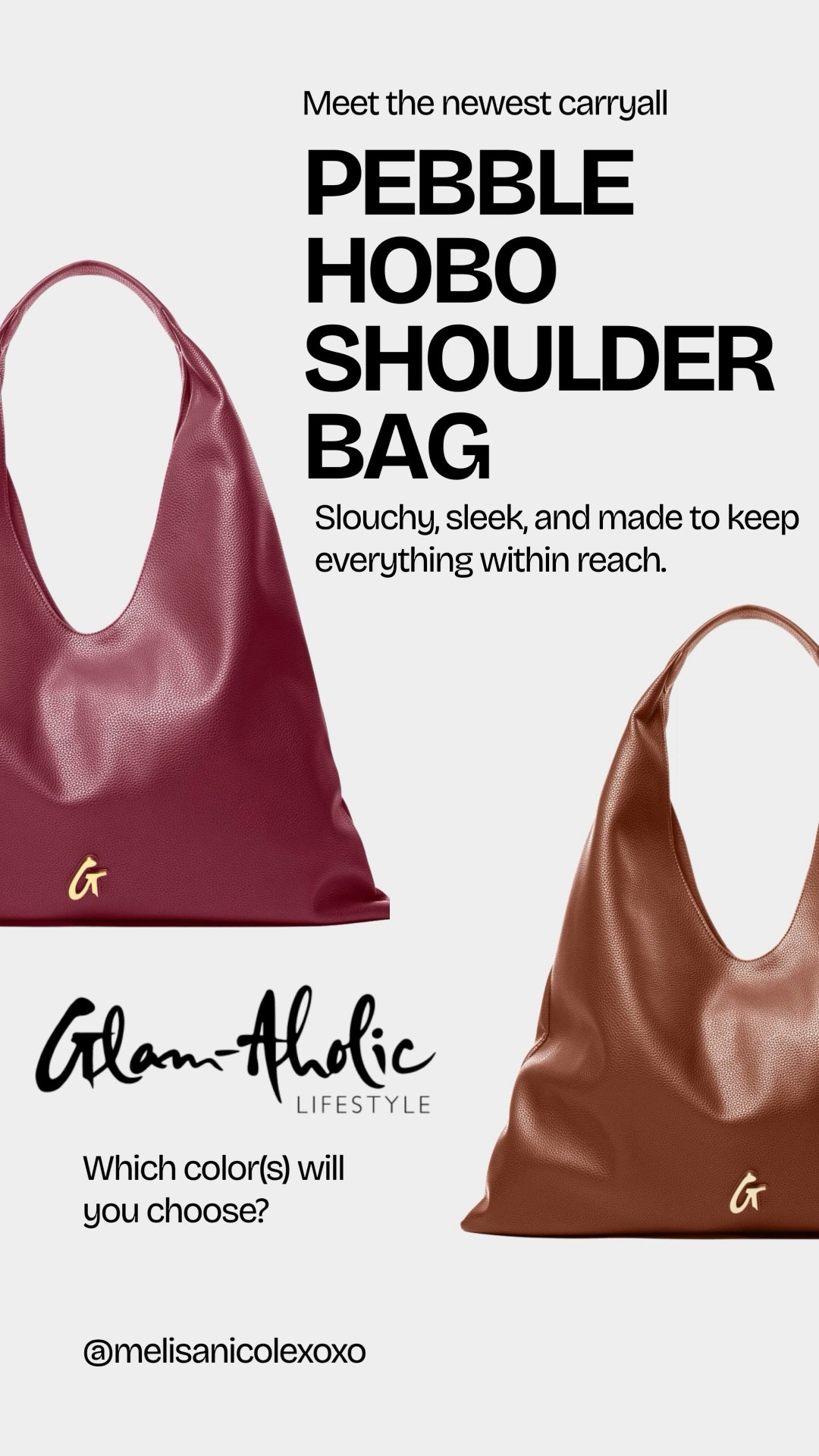 Meet the newest @GlamAholic Lifestyle Pebble Hobo Shoulder Bag. This oversized carryall is slouchy, sleek, and made to keep everything within reach. These slouchy bags are in style and serve as a major staple for everyday wear and high fashion alike.

#Glamaholic #Glamaholiclifestyle #SlouchyBag #ShoulderBag #ItBag