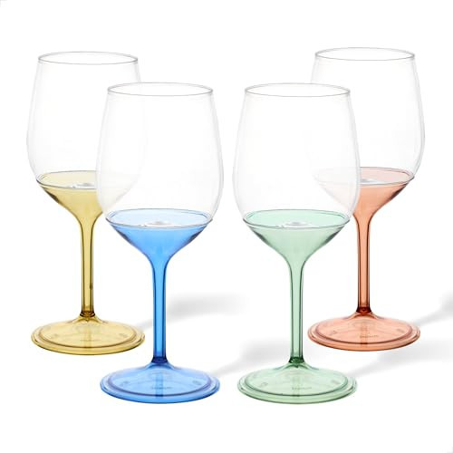 TOSSWARE POP 14oz Vino with Mix Color Stem SET OF 12, Premium Quality, Recyclable, Unbreakable & Crystal Clear Plastic Wine Glasses | Amazon (US)