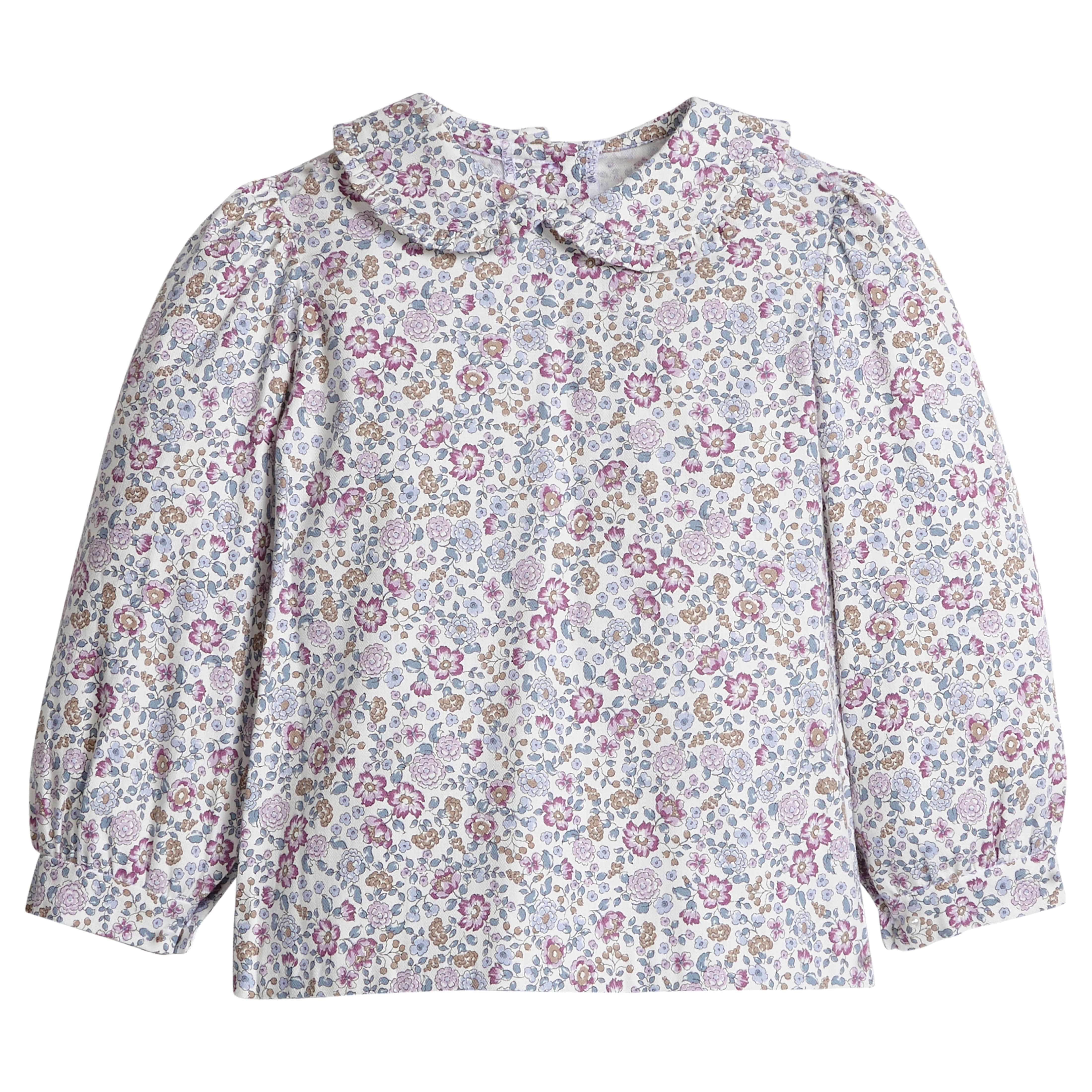 Girls Margaux Floral Ruffled Peter Pan Blouse | Little English