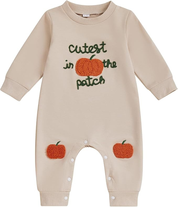 Lamuusaa Newborn Baby Girl Boy Halloween Outfit Cutest Pumpkin In the Patch Romper Pumpkin Bodysu... | Amazon (US)