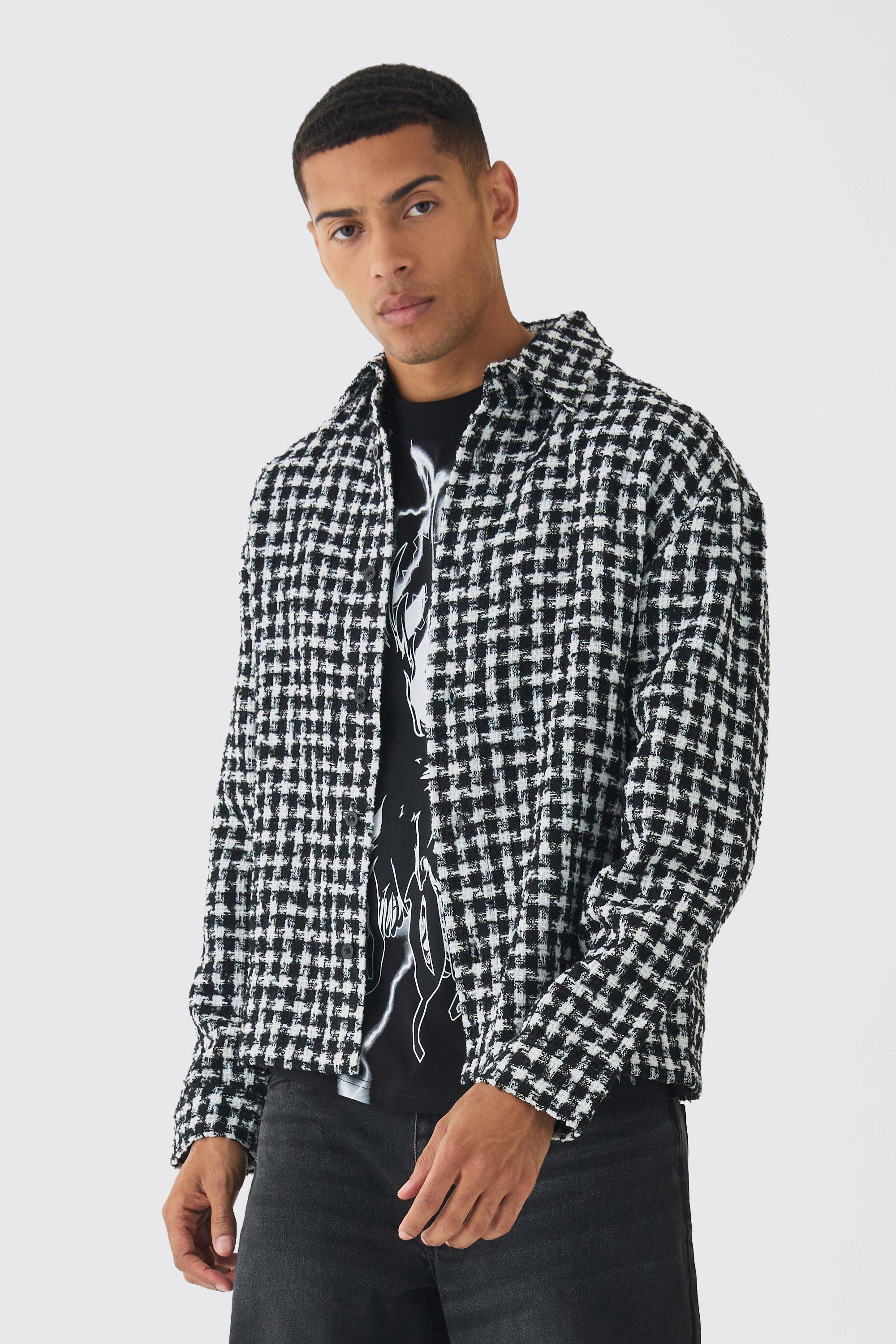 Oversized Fit Boucle Overshirt | boohooMAN (US & Canada)
