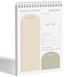 Daily Planner To Do List Notepad 60 Undated Pages,Almond,Twin-ring Spiral Bindling 6x9 Inch Deskt... | Amazon (US)
