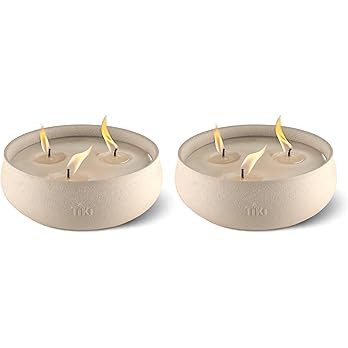 Citronella Candle 2-Pack – 7-Inch White Wax Bowl with Concrete Finish – Outdoor Decorative Ca... | Amazon (US)