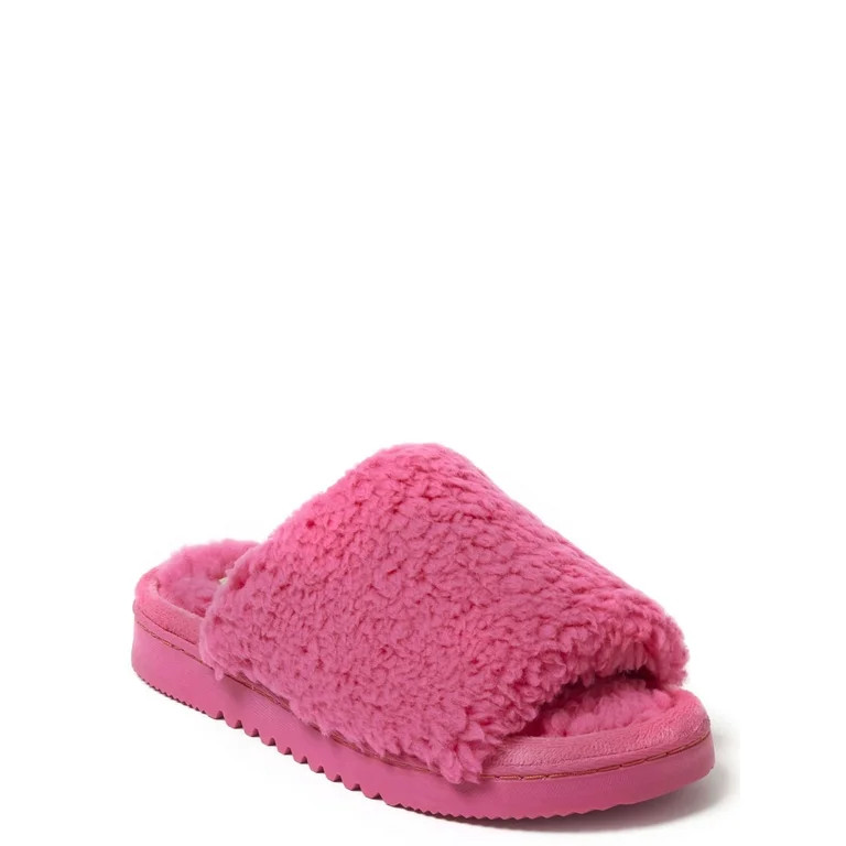 Dearfoams Cozy Comfort Women's Teddy Pile Open Toe Scuff Slippers | Walmart (US)