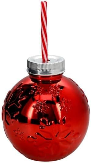 Greenbrier International Christmas Holiday Ornament Ball Cup with Straw 20 oz | Amazon (US)