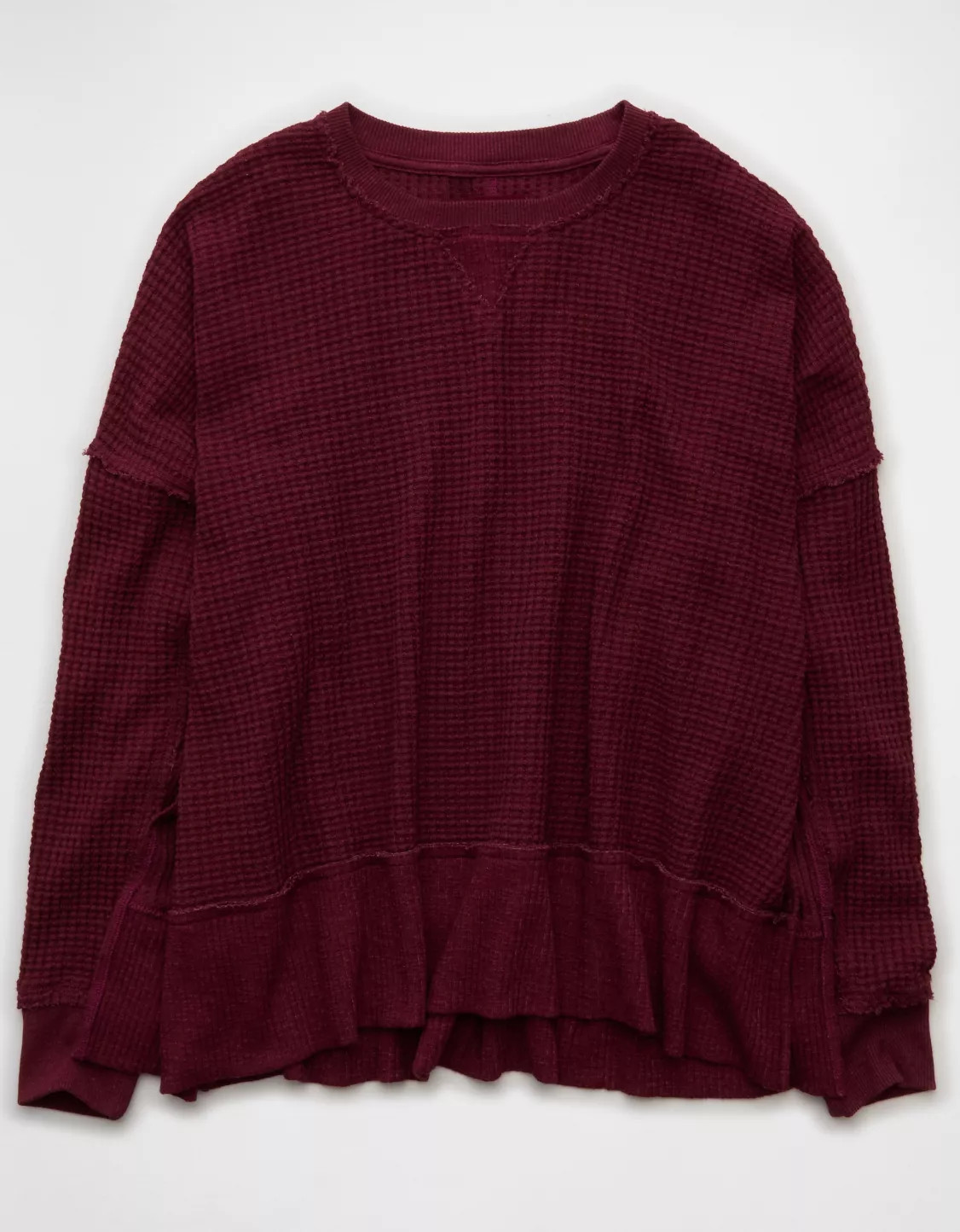 AE Big Hug Crew Neck Waffle Sweatshirt | American Eagle Outfitters (US & CA)