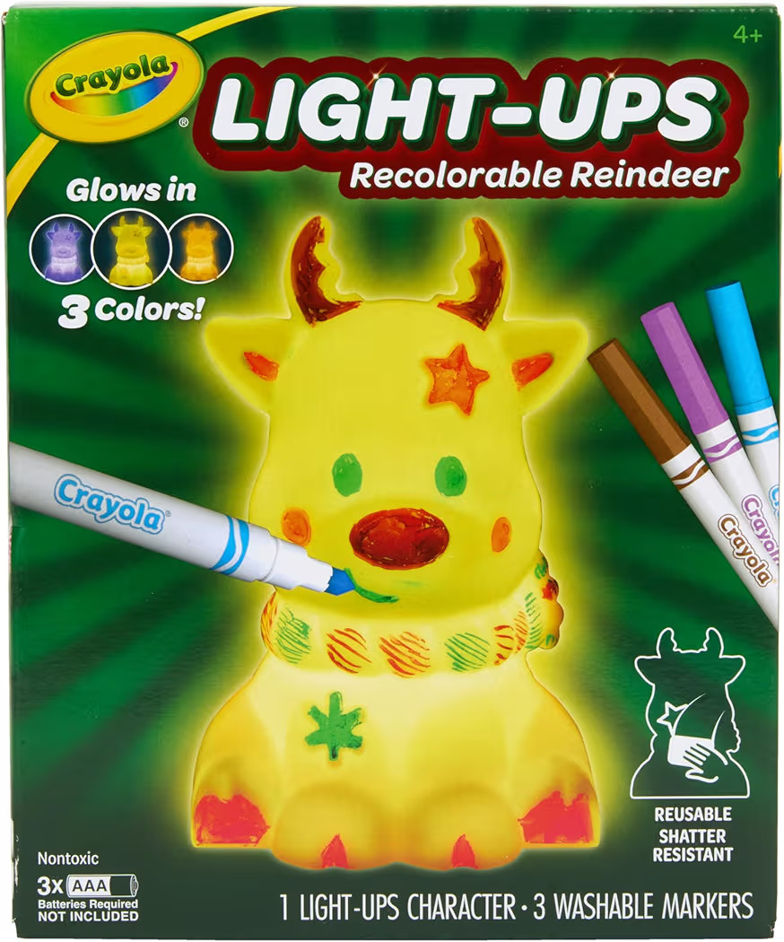 Crayola Light Ups Reindeer, Recolorable Light Up Toy for Kids, Reindeer Decor, Glow in the Dark, ... | Amazon (US)