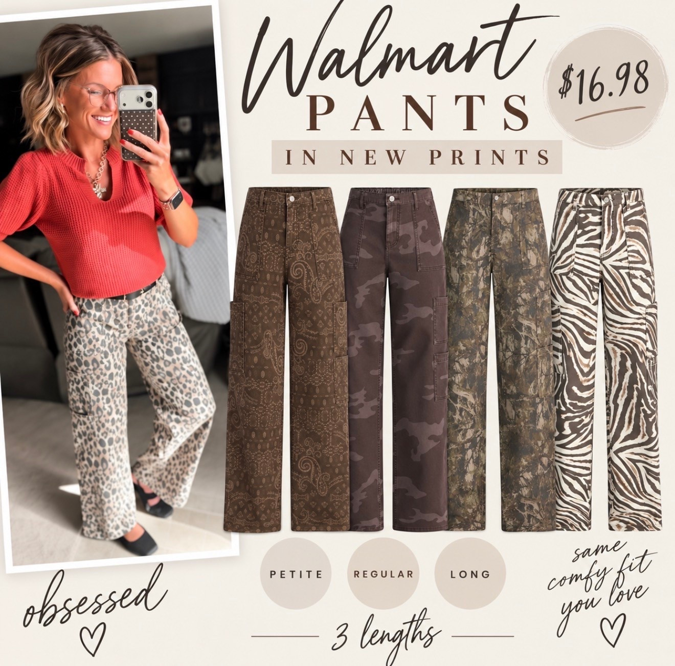 Our favorite Walmart pants are now available in new prints. Only $16.98!! 
Wearing medium regular (full) length. 
Sweater / small

#LTKSeasonal #LTKOver40 #LTKmomlife