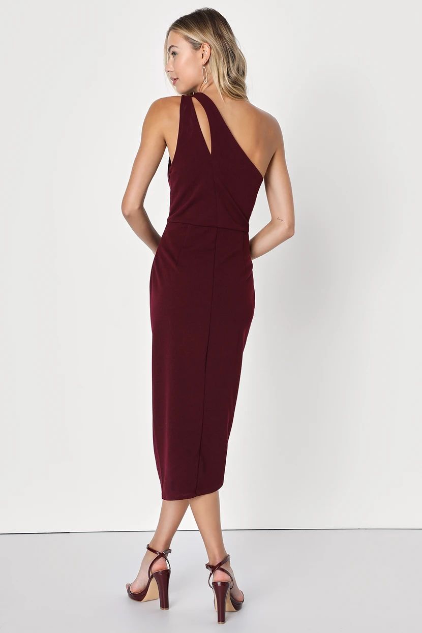 So Flirty Burgundy One-Shoulder Cutout Asymmetrical Dress | Lulus (US)