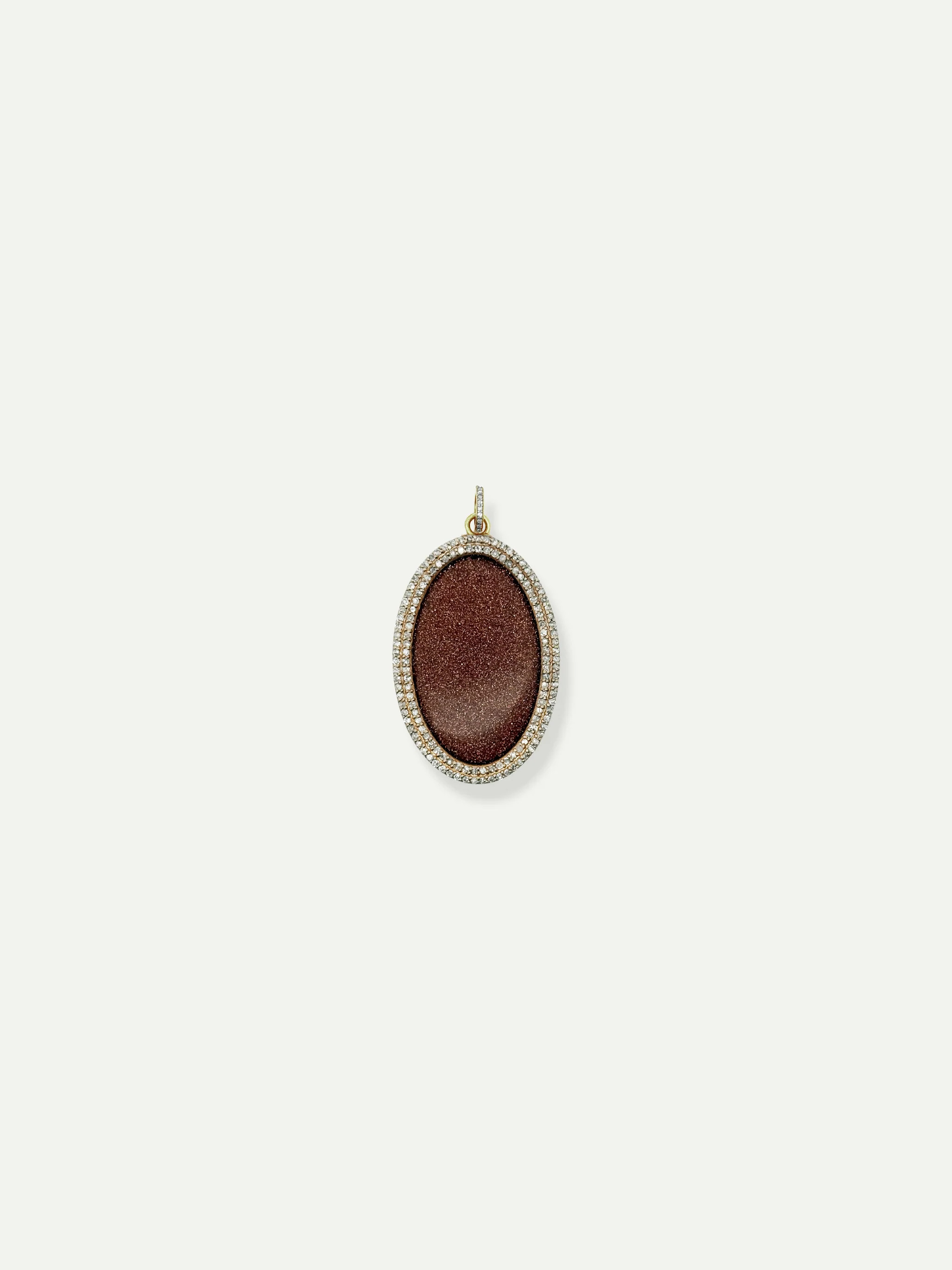 Chocolate Goldstone Pendant with Pavé Diamonds | Shop.app
