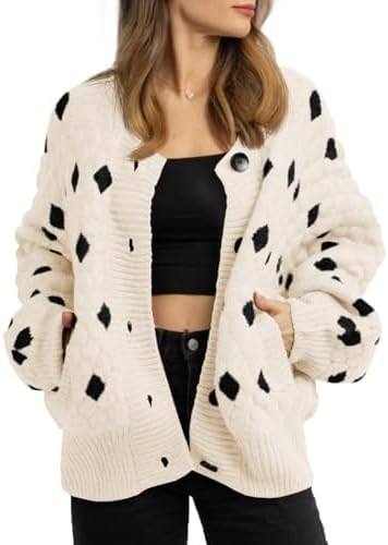 Saodimallsu Womens Chunky Cardigans Button Down Long Sleeve Open Front Plaid Knit Loose Fall Swea... | Amazon (US)