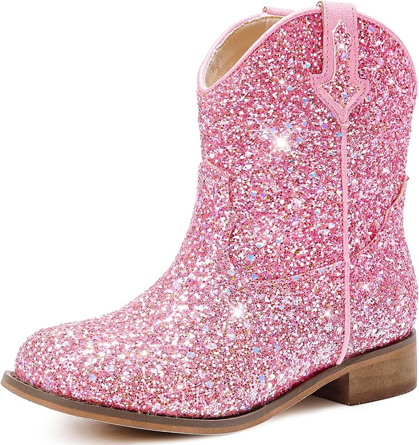 Toddler Cowgirl Boots Glitter Girls Cowboy Boots Ankle Toddler Boot Little Kid Western Horse Ridi... | Amazon (US)