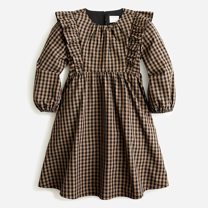Girls' long-sleeve ruffle-shoulder dress | J. Crew US