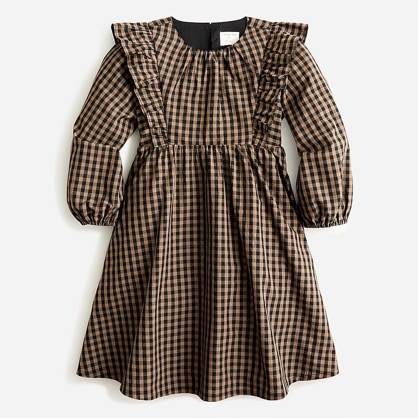 Girls' long-sleeve ruffle-shoulder dress | J.Crew US