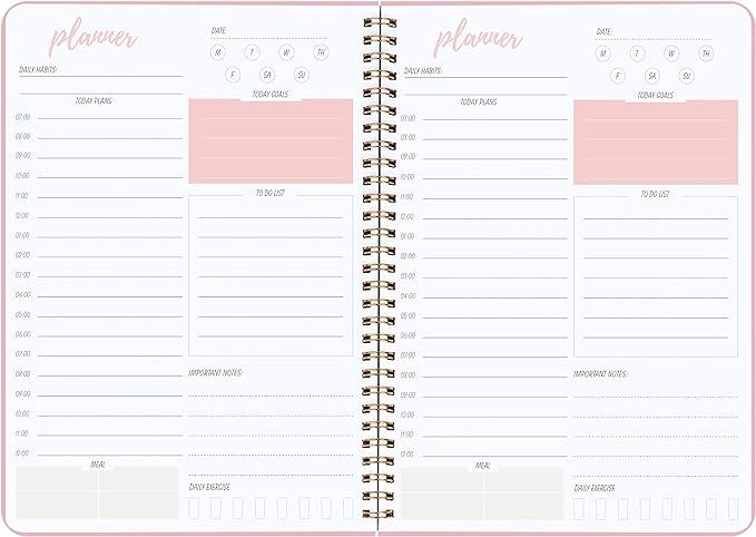 Undated Daily Planner with Hourly Schedule, To Do List Notebook, Spiral Goals Planner, Today's Pl... | Amazon (US)