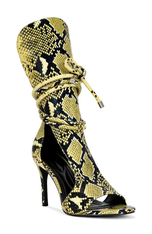 AZALEA WANG Bocker Snakeskin Embossed Sandal in Yellow Multi at Nordstrom, Size 6 | Nordstrom