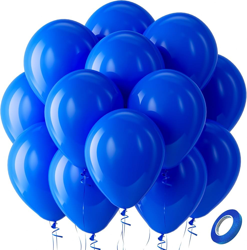 Bezente Royal Blue Latex Party Balloons - 100 Pack 12 inch Round Helium Blue Balloons for Birthda... | Amazon (US)