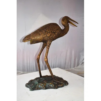 Nanava Great Blue Heron Brown Patina Bronze Statue Size: 25" x 15" x 25"H | Wayfair North America