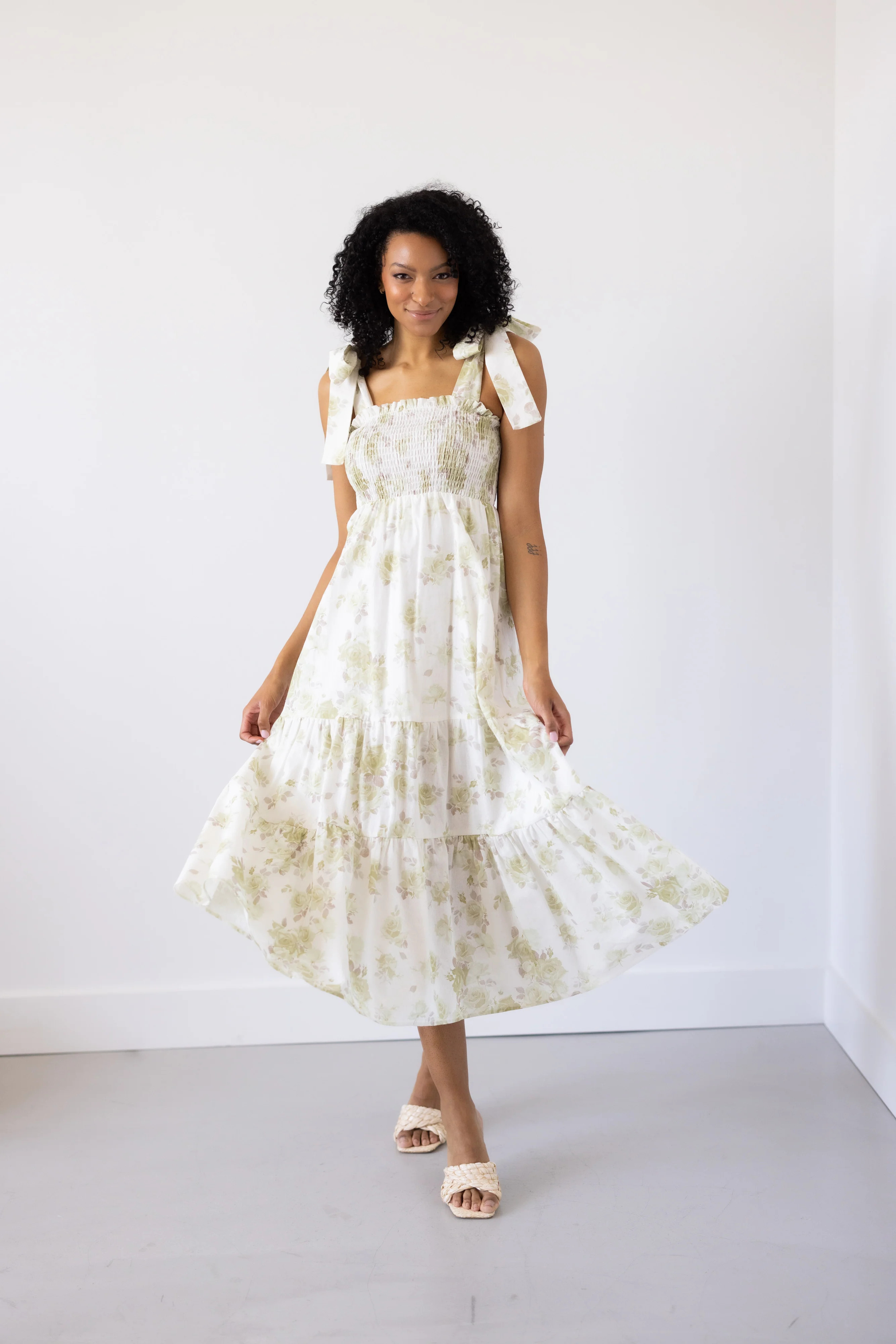 Emma Maxi Dress in Elzbieta Vanilla Doe Roses by LilyOak | Kathleen Maeve
