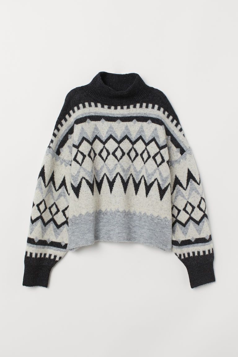 H & M - Knitted polo-neck jumper - Grey | H&M (UK, MY, IN, SG, PH, TW, HK)