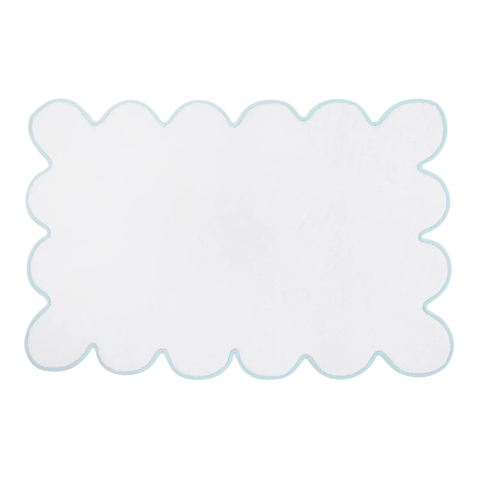 Kassatex x Chairish Scallop Tubmat, White/Powder Blue | Chairish