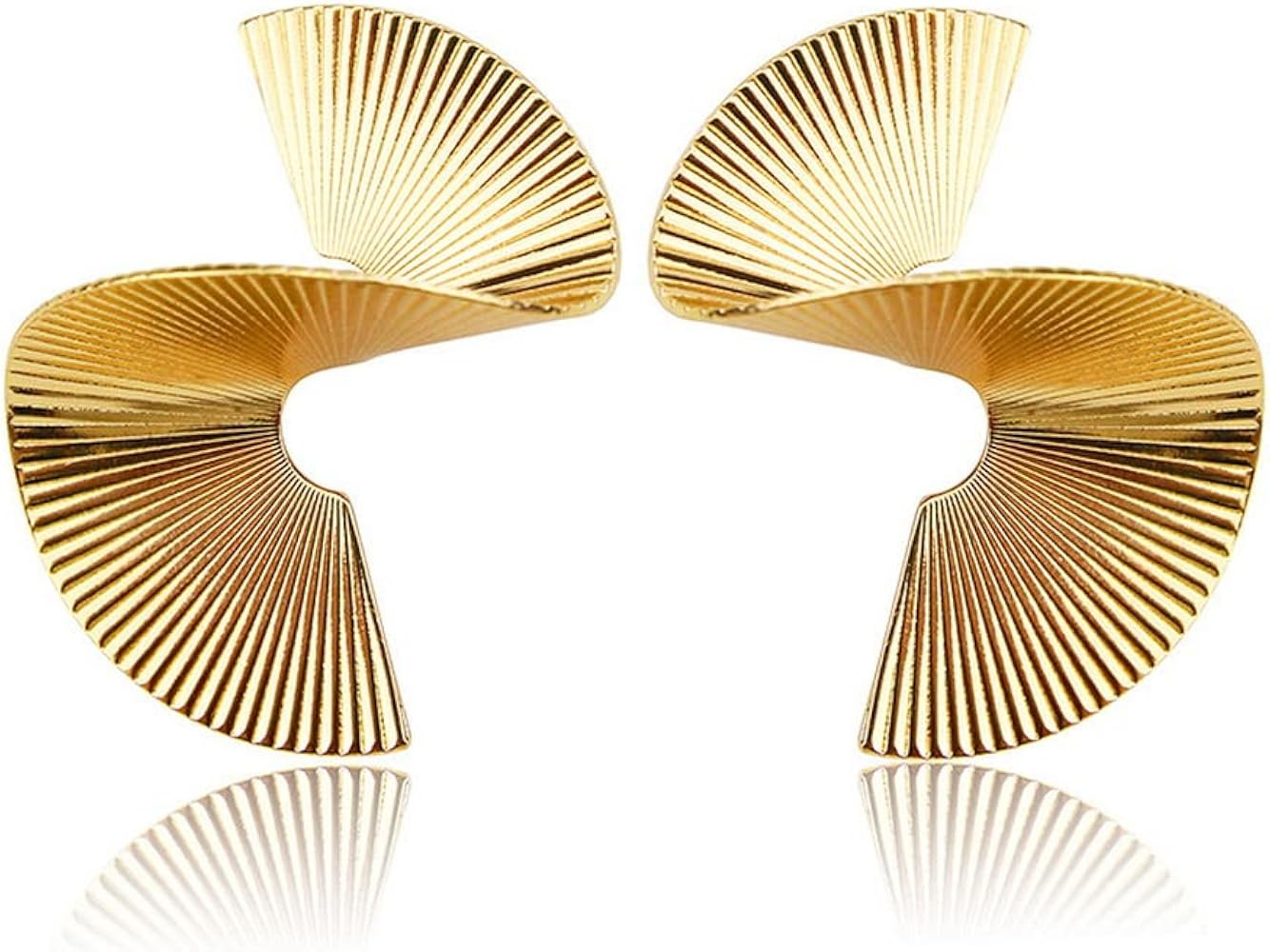 Statement Geometric Earrings for Women Girls,Large Gold Plated Fashion Irregular Twist Minimalism... | Amazon (US)