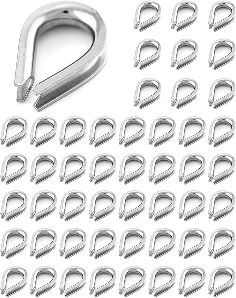 YAMASO 50pcs 1/16" M2 Stainless Steel Thimble for Diameter Wire Rope Cable Thimbles Rigging | Amazon (US)