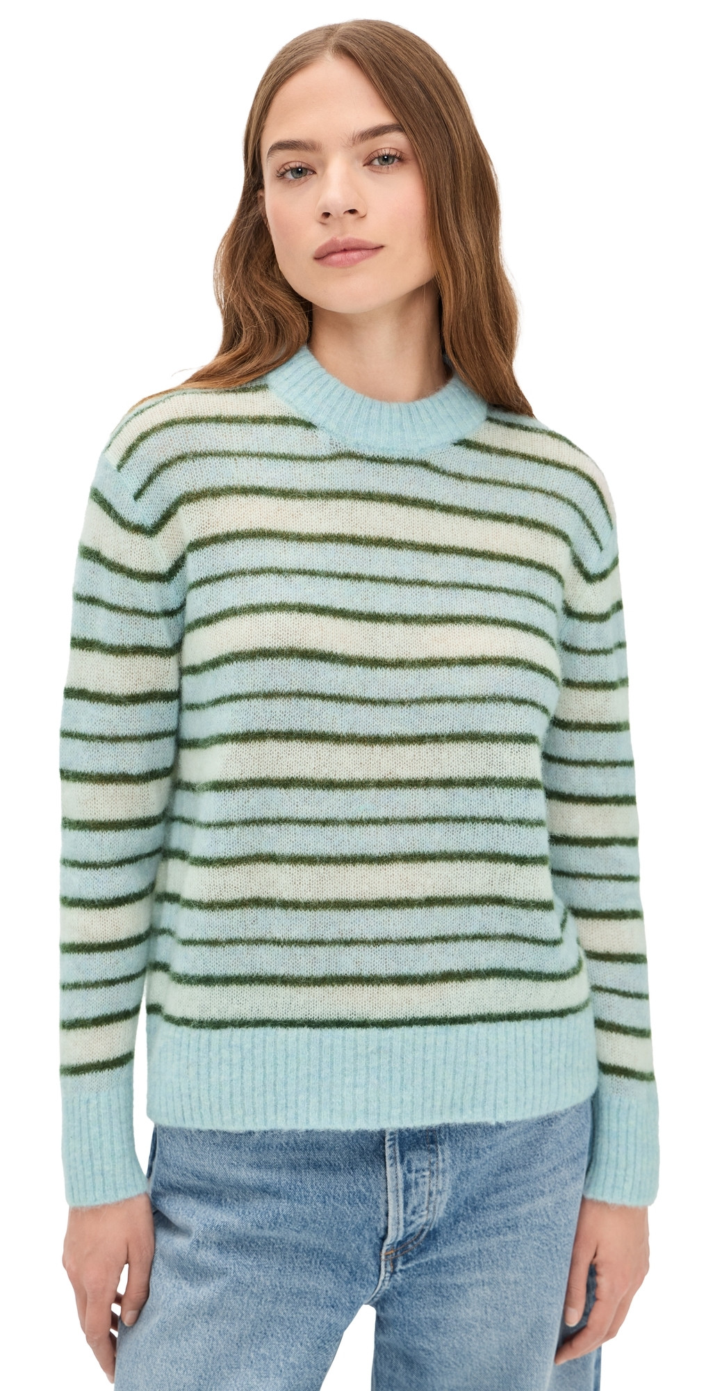 Madewell Oversized Alpaca Pullover Sweater Aqua Multi Stripe L | Shopbop