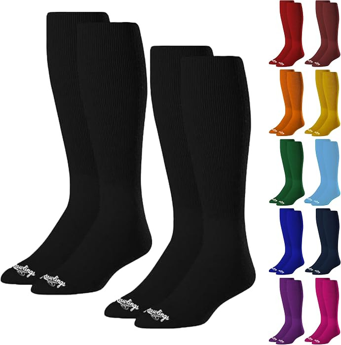 Rawlings | 2 Pair | Athletic Socks | Baseball/Softball | Multiple Sizes/Colors | Amazon (US)