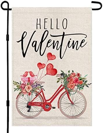 Love Heart Rose Bicycle Valentine's Day Garden Flag 12x18 Inch Vertical Double Sided Holiday Anniver | Amazon (US)