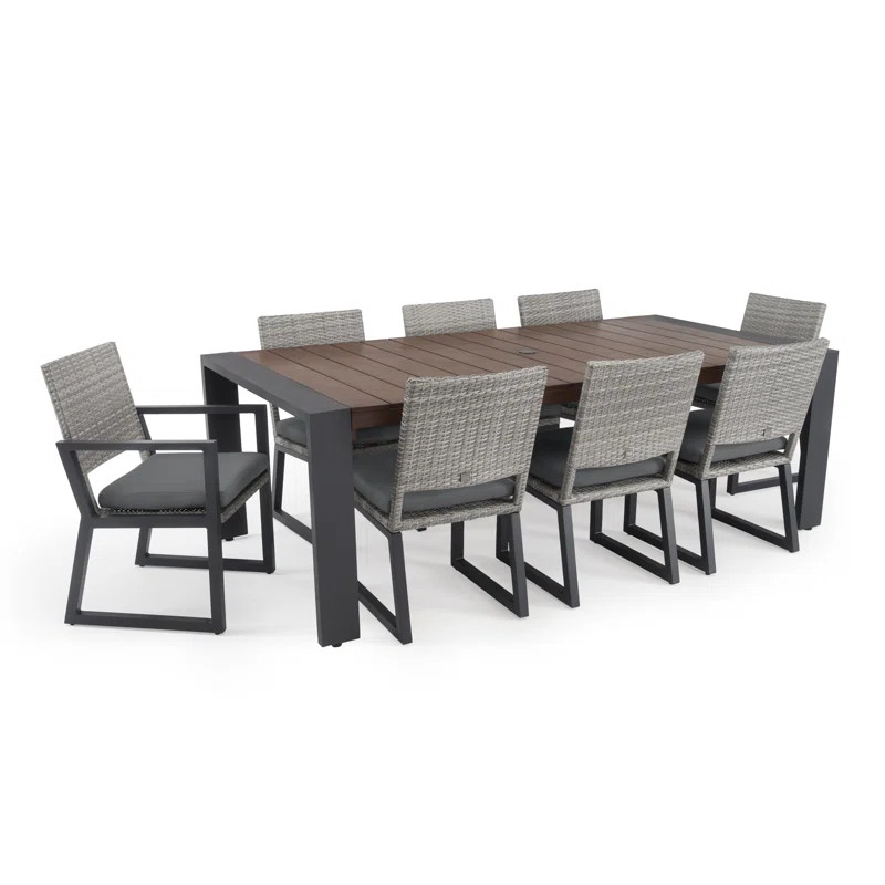 Antxon 8 - Person Rectangular Outdoor Dining Set with Cushions | Wayfair North America