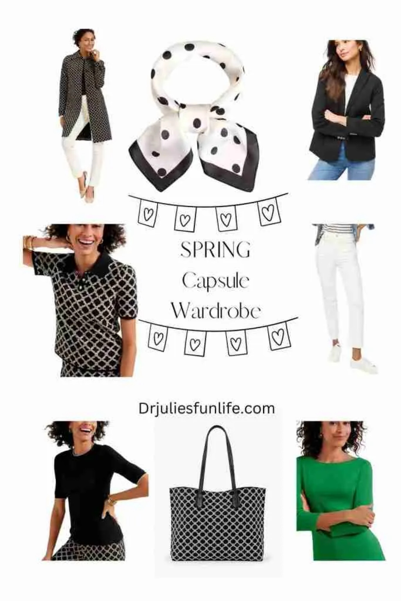 Have you ever wanted to have a capsule wardrobe? Do you want to see how to do it right here? 
Share this with your favorite friend who LOVES black 🖤and white 🤍!
This classic jacquard coat is so versatile. Let me show you bunches of ways to style your black, white, and black-and-white pieces. Great @talbots coat, tote, and sweater. Jeans are so comfortable and cute (@jcrewfactory). Silver loafers @samedelman are BIG this spring 💐!
See the blog post: https://drjuliesfunlife.com/spring-capsule-wardrobe/

#chicoutfit
#frenchstyle
#whatpeoplearewearing
#parisianstyle
#fashioninspo
#frenchgirlstyle #styleagram 
#stylebook
#stylebible
#stylefashion
#outfitshot
#styleaddict
#jcrewfactory 
#nordstrom
#macysstylecrew
#talbotsofficial 
#jjillstyle
#getreadywithme 
#styletips
#grwm
#styleblogger
#springfashion
#casualandchic 
#ltkover40
#ltkover50
#ltkspring
#ltkshoecrush 
#ltkitbag
#nudeShoes
#whitejeans

#LTKstyletip #LTKfindsunder100 #LTKworkwear