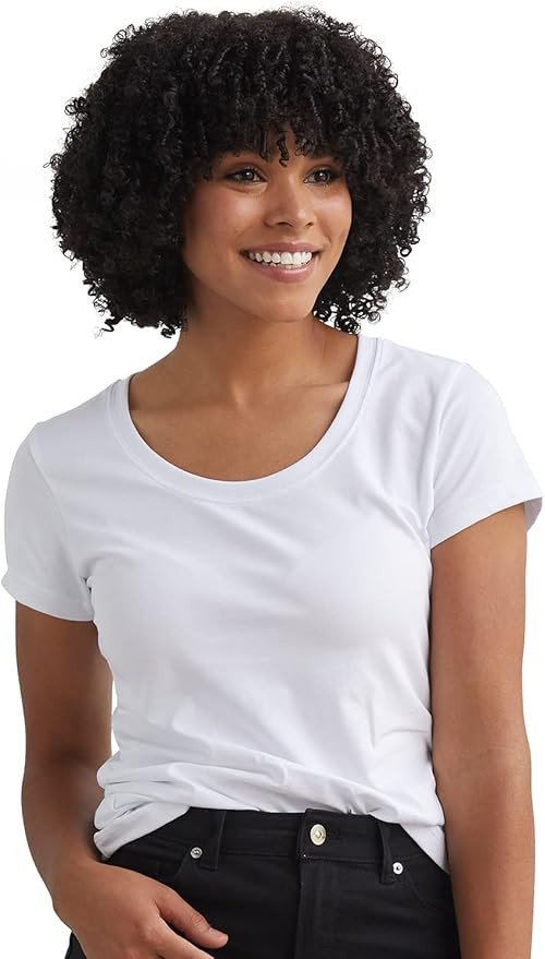Fair Indigo Women's Organic Pima Cotton Short Sleeve Scoop Neck Tee | Amazon (US)