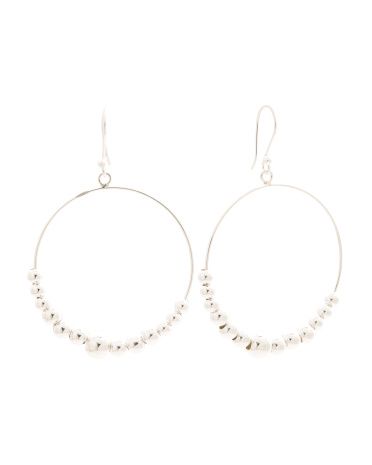 Made In Mexico Sterling Silver Balls Front Hoop Earrings | TJ Maxx