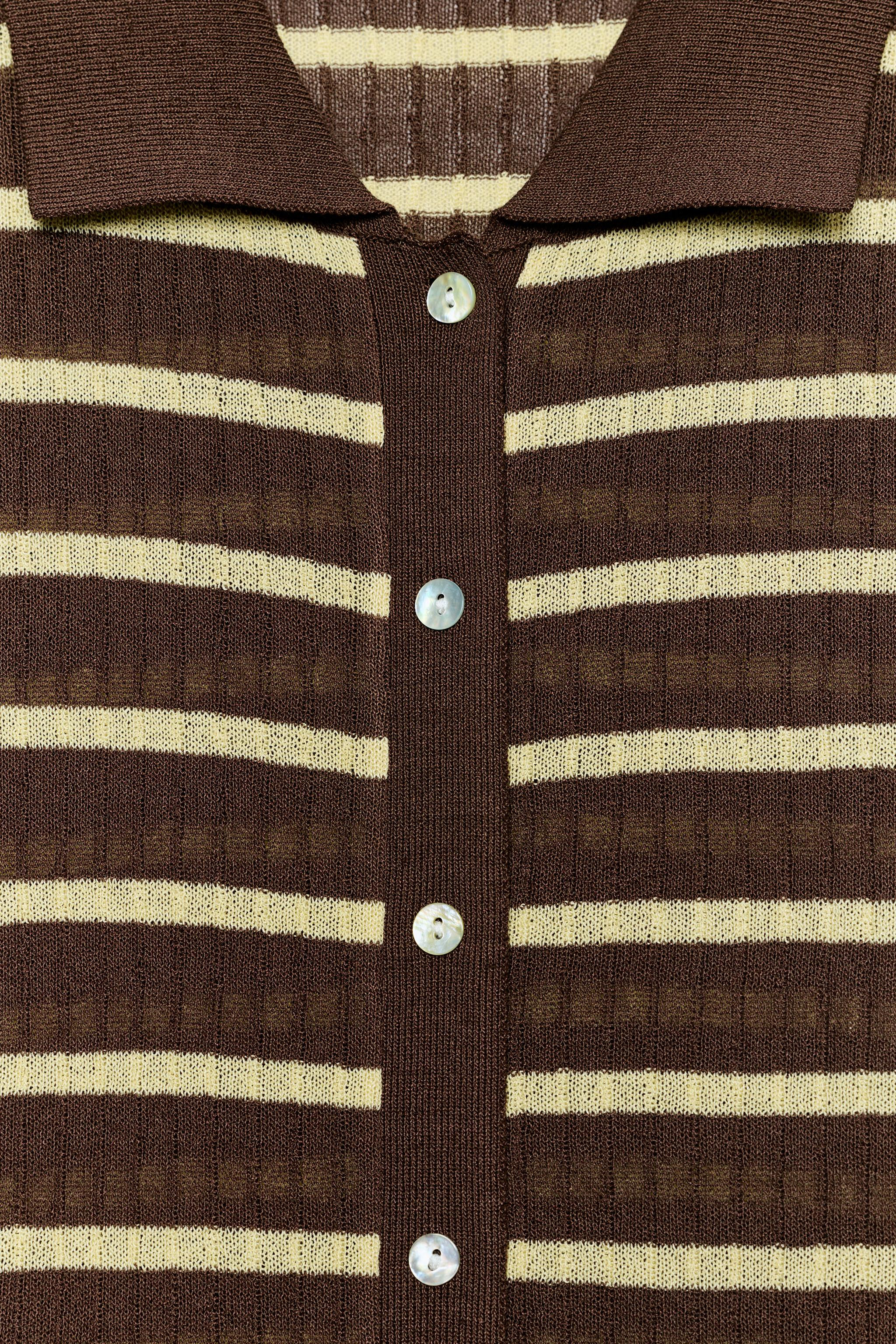 STRIPED POLO NECK TOP | Zara US