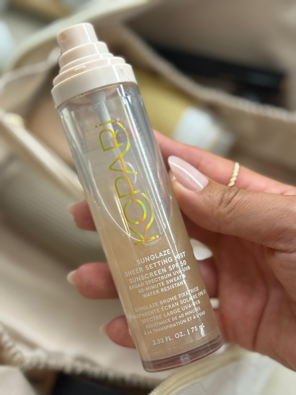 The smell of this organic spf50 sunsetting mist with hyaluronic acid and vitamin c . Non greasy , fast drying and smells amazing !  
@Amazon 

 

#LTKU #LTKSaleAlert #LTKSeasonal