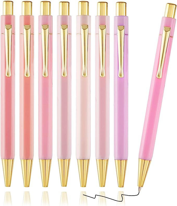 Moon Messenger Hexagon Gold Plastic Gel Pens, 8 counts, 0.7mm black ink, Pink Pens for Women, Men... | Amazon (US)