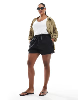 ASOS DESIGN Curve denim pull on short in wash black | ASOS | ASOS (Global)