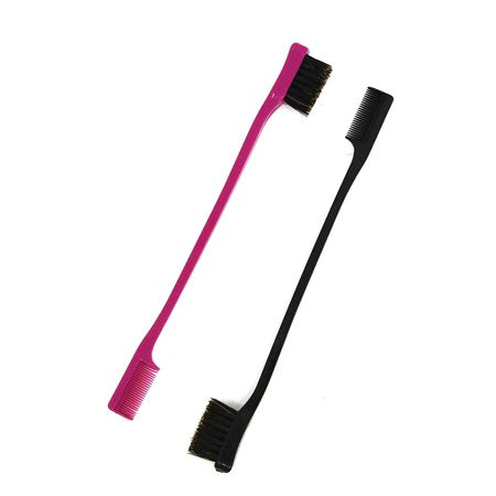 Double Sided Edge Control Hair Brush Comb Combo Pack 2 Pieces Pink and Black | Walmart (US)