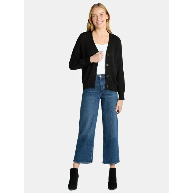 Time and Tru Women’s Cotton Boyfriend Cardigan Sweater, Lightweight, Sizes XS-XXXL | Walmart (US)