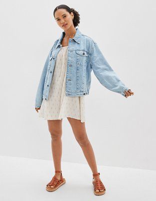 AE '90s Boyfriend Light Wash Denim Jacket | American Eagle Outfitters (US & CA)