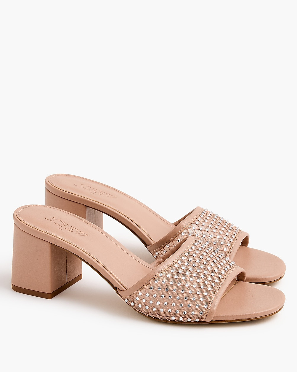 Rhinestone mesh mule heels | J.Crew Factory