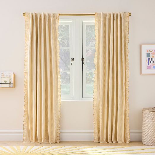 Pinstripe Ruffle Blackout Curtain | West Elm (US)