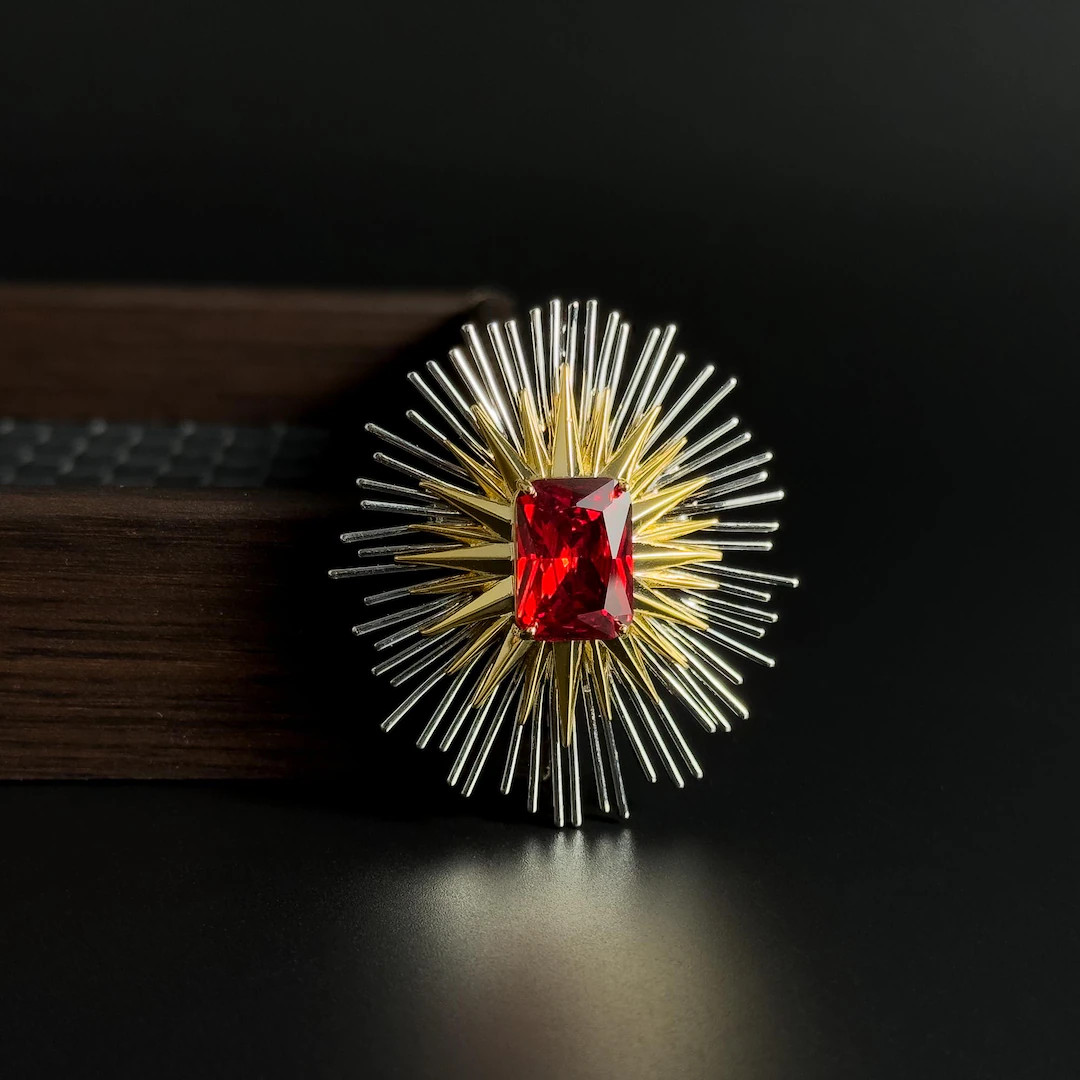 Ruby Red Starburst Brooch Vintage - Etsy | Etsy (US)