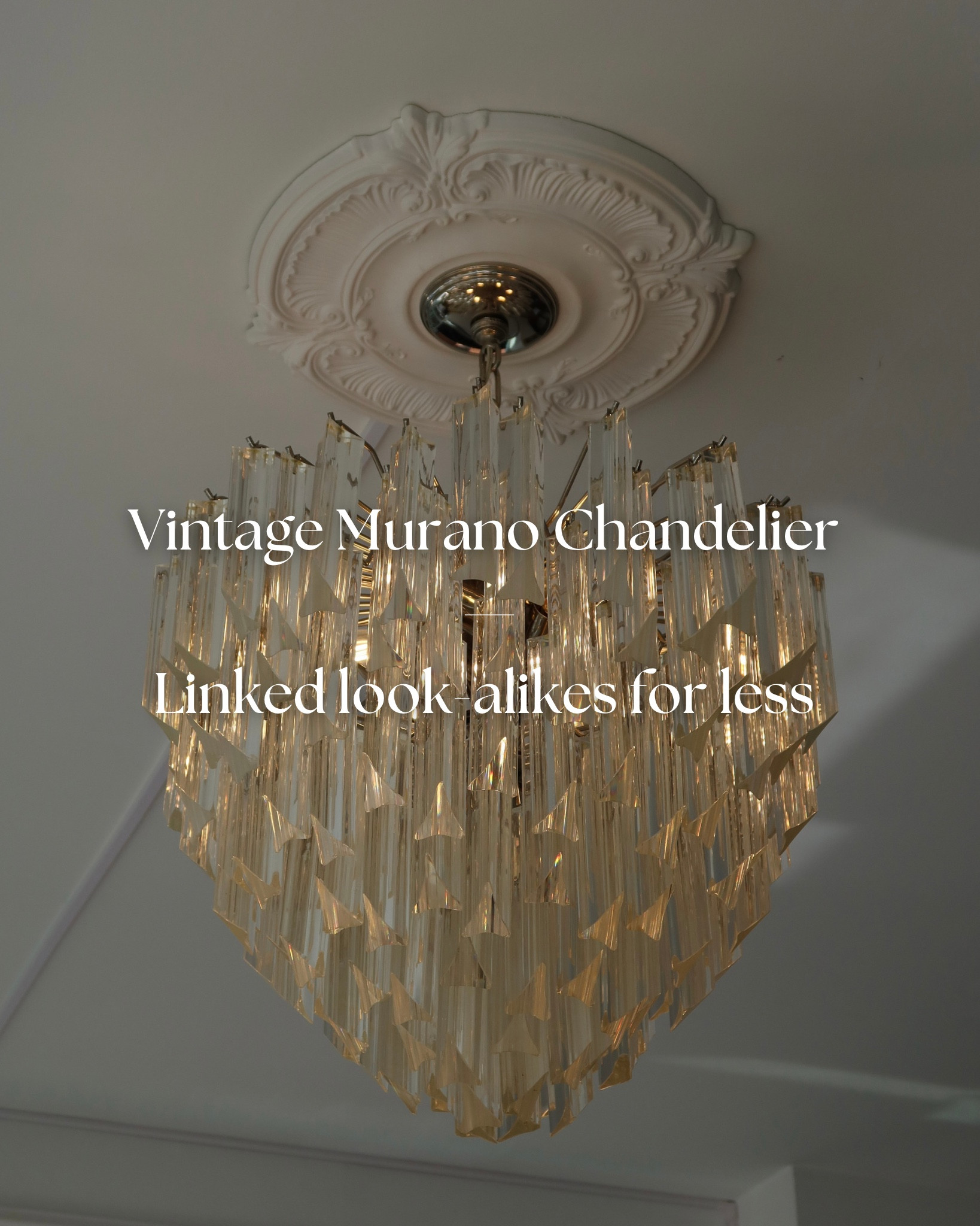 The chandelier in my living room is a vintage Murano. You can source these on sites like Chairish — I have similar authentic options linked on my previous post. In this post I linked crystal look-alike chandeliers for less.

#LTKhome