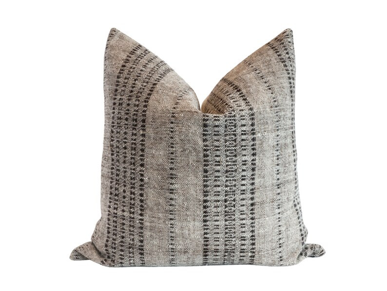 ARYA 3 || 20x20 Vintage Indian Wool Pillow Cover Brown and Cream Modern Farmhouse Bhujodi Pillow ... | Etsy (US)